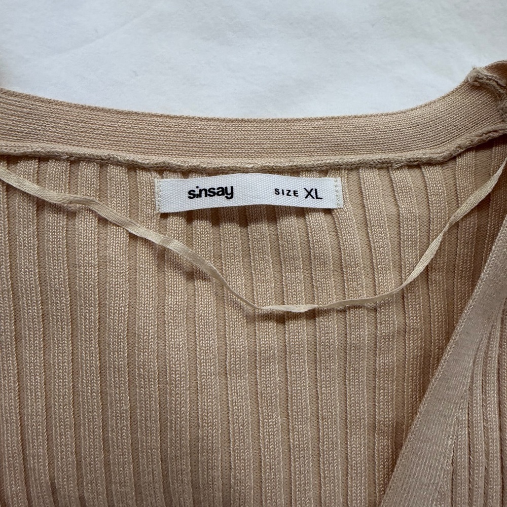 Cider Beige Ribbed Cardigan with Gold Buttons - Picture 4 of 4